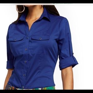 New York & Co Royal Blue Button Up
